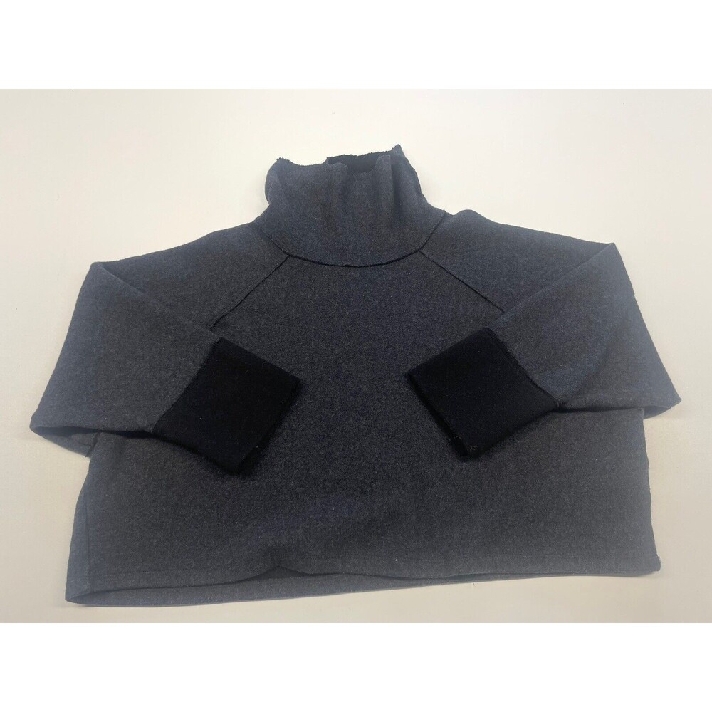 Zara Cropped Sweater Gray Black Turtle Neck Raw Edge Large
